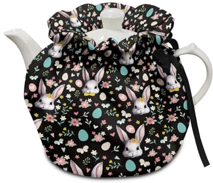 Eheartsgir Easter Bunny Eggs Insulated Teapot Cover Insulation and Keep Warm Dustproof Teapot Cozies Kitchen Home Decorative Tea Pots Tea Party Restaurant Happy Easter Decor