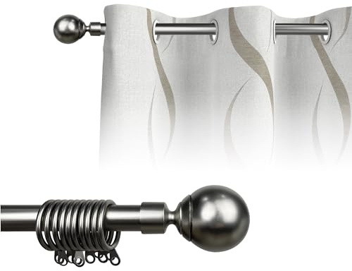 Bastone Per Tenda In Alluminio Estensibile 2 Misure 110/200 Cm 160/300 Cm Vari Terminali Lucidi e Satinati Supporti E Anelli Inclusi Bastoni Per Tende Staffa Tendaggi - 110-200 cm - SatenPalla