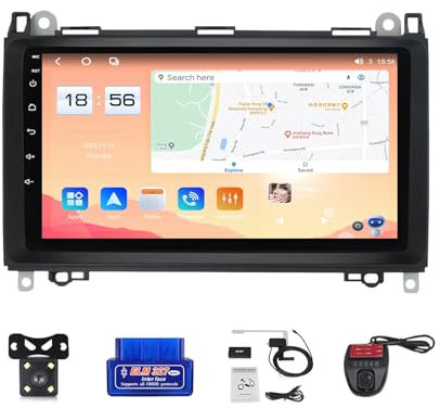 For Mercedes BENZ B200 Class B W169 W245 Car Stereo 2 Din Wireless Carplay Android Auto 9“ Full IPS Touchsreen HD Live Rearview/BT 5.0/WIFI/4G SIM/DVR/GPS/SWC/OBD 2/FM AM Radio RDS DAB+DSP(Size:M700S)