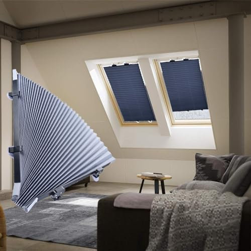 Tragbare Verdunkelungsvorhänge,Keine Bohrung Temporäre Sichtschutzvorhänge,Plissee-Rollo,Reflektierende Fensterschirme mit Saugnäpfen,für Badezimmer-Dachfenster-Balkon,W80*H180cm