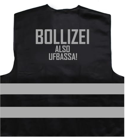 Bollizei Also Ufbassa Festival Polizei Warnweste BZW. Signalweste mit reflektierendem Aufdruck ID: 1623