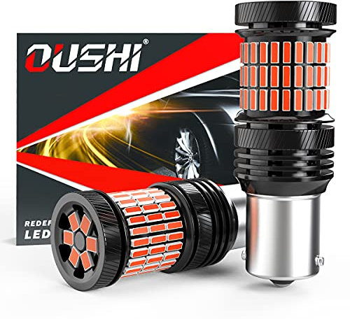 OUSHI 1156 BA15S LED Bulb, Canbus P21W 7506 1003 1141 LED Bulb Extremely Bright 4000LM 12-24V Replacement For Car LED Brake Light Lamp Tail Light Rear Fog Light, Brilliant Red (Pack of 2)