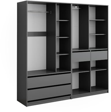 Vicco Kleiderschrank Elmo, Anthrazit, 200 x 200 cm | 2er Set, für flexible Aufbewahrung verschiedenster Kleidungsstücke