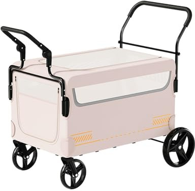 Hundebuggy für Mittelgroße und Große Hunde, Großer Hundewagen, Hundeanhänger für Fahrrad, Verstellbarer Griff, Gewichtskapazität 176 Lbs(Pink)