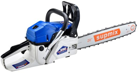 SUPMIXTOOLS 20 Inch Gas Chainsaw 62cc Gasoline Powered Chain Saw 2-Stroke Handheld Cordless Petrol Chainsaws for Cutting Wood Outdoor Home Farm Garden Use