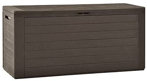 Xichuzi Gartenbox Braun 116x44x55 cm, Kissenbox Outdoor WassBerdicht, Auflagenbox, Aufbewahrungsbox, Terrassenschrank, Gartentruhe, Gartenkiste, Garten Aufbewahrung - 49443