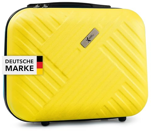 Xonic® Design Kosmetikkoffer aus ABS Hartschale – Robustes Beautycase als Handgepäck - Kosmetiktasche für Reisen – leicht & stabil (Neon Gelb)