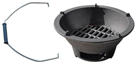 predolo Griglia da Tavolo a Carbone in Ghisa con Maniglia per Campeggio E Picnic, 25 Cm