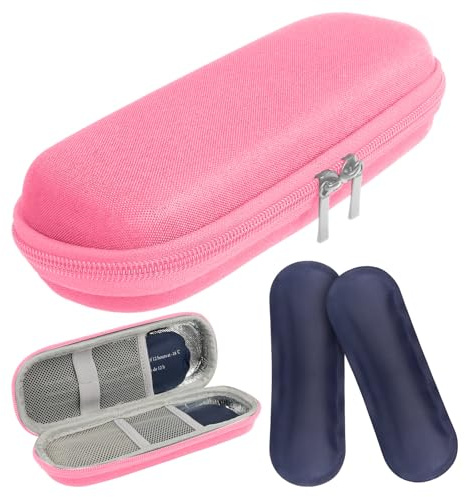 ACWOO Bolsa Enfriadora de Insulina, Bolsa Viajera para Diabéticos Nevera Medicamientos Estuche, Portátil Estuche para Enfriador de Insulina, Mini Enfriador Medicamentos con 2 Bolsas de Hielo (Rosa)