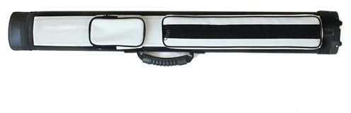 ZWCSHUU 1/2-teilige 4-Loch-Tasche aus weißem und schwarzem Leder for Pool-Billard-Queues Pool Queue Koffer