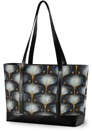 miaozhen Nero e Bianco Cipresso Oro Modello Grande Capacità tote con cerniera per la mamma con bolso para laptop, Motivo oro cipresso bianco e nero, 1 size