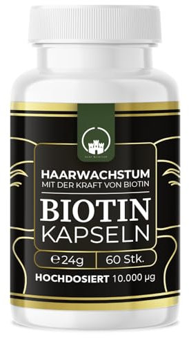 Saint Nutrition Biotin 10.000 µg hochdosiert – 60 vegane Kapseln für Haarwachstum, Haut, Nägel & Haare – Reines Biotin ohne Zusatzstoffe – Haarpfelge - Made in Germany – Haarvitamine Nahrungsergänzung