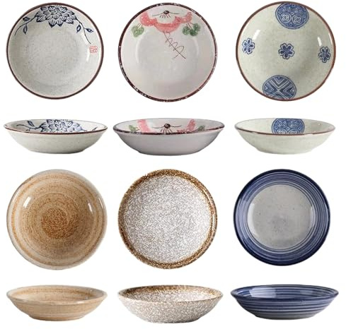 TuYines Porzellan Dipschalen,Soja Saucenschälchen,Tapas Schalen Set,Snackschalen & Dipschalen,Dipschälchen,Gewürzschalen Klein,Snackschalen Set 6er,Ø 10 cm Snack Bowl für Sushi, Snack