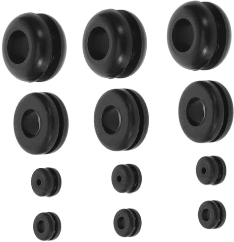 Zerodeko 40 Pezzi Bobina di guardia occhielli per fili sostituzione Gerrezze via cavo assortimento di gommini crimpare buco gommino di filo kit passacavo per cablaggio Gel di silice Nero