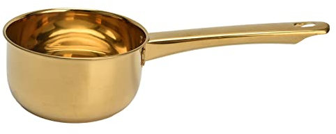Nikou Louche à eau à long manche en acier inoxydable 304 - Gain de place - Doré - Idéale pour la cuisine et la salle de bain - 30 cm de long