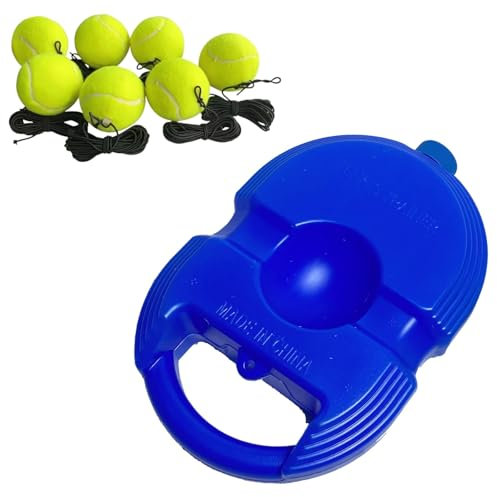 wkao 8-teiliges Tennistrainer-Set, Solo-Übungsset mit Ball, 7 gelbe Tennisbälle mit Saite, High Bounce Design für effizientes Training