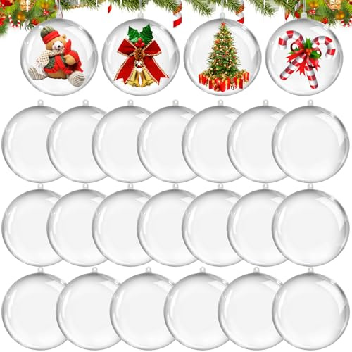 20 Stück 8CM Weihnacht Transparent Kunststoffkugel Christbaumschmuck Party | Transparente Plastikkugeln Christbaumkugeln Zum Befüllen Für Weihnachten Deko Indoor