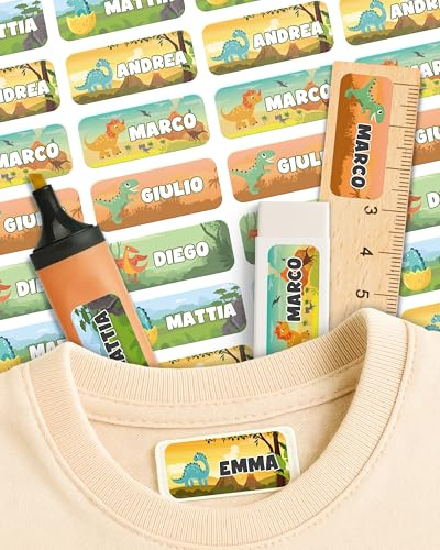 mycustomy – Namensaufkleber Kinder & Namensaufkleber Schule 0+ aus FSC-Papier mit Bio-basiertem Kleber – Personalisierte Etiketten Kleidung 30x13mm