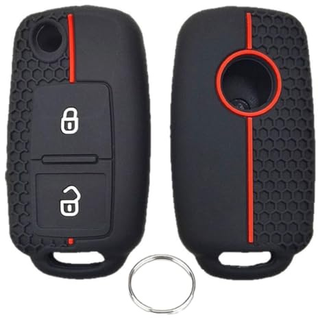 Chaexii Schlüsselhülle Volkswagen Silikon,Autoschlüssel Hülle Passt | für VW Bora Golf 4/5/6 MK4 Polo T5 Sharan Touran Passat Skoda Schlüssel Gehäuse,Schutz Schlüsselcover