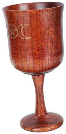 VALICLUD Copa Sagrada de Madera Tríplice Luna Pentagrama 15 Cm Herramienta de Sacrificio Decoración Religiosa para Altar y Colección Mesa Ritual