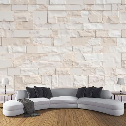 Stein Mauer Vlies Fototapete Wohnzimmer 350×256cm(W×H), Modern Schlicht Stein Tapete Wanddeko Wandtapete Wallpaper Dekoration, Schlafzimmer Restaurant Cafe Büro Flur