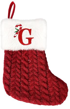 Weihnachtsstrümpf mit Buchstaben Weihnachtssocke 20 cm Bestickter Nikolausstrumpf Christmas Stockings Weihnachten Deko Nikolausstiefel Nikolaussocken zum Befüllen & Aufhängen für Süßigkeiten