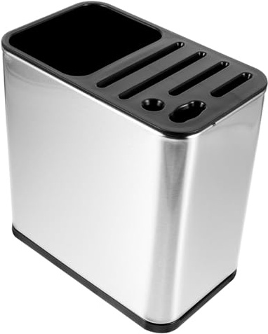 Gatuida Soporte Portacuchillos y Escurridor de Palillos de Cocina Inox Base Ancha y Drenaje, Organizador Giratorio para Utensilios de Cocina, Ahorro de Espacio para Mesa, 1 Unidad