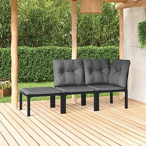 QJBSAVVA 3-TLG. Gartenmöbel-Set aus Schwarz Poly Rattan 62x62x68 cm klappbar Modernes Design für Balkon Garten Terrasse Sitzgruppe platzsparend