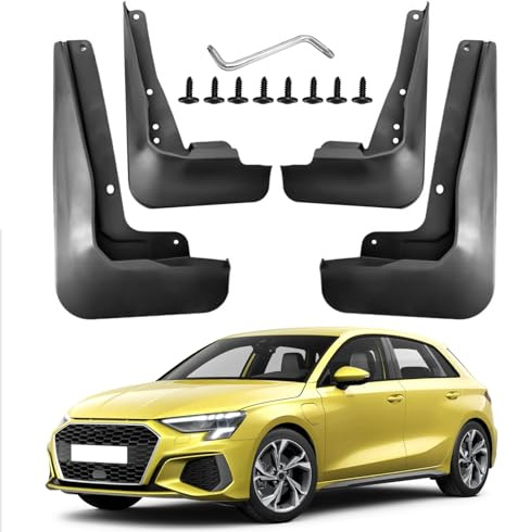 4 parafanghi auto per Audi A3 S3 Saloon/Hatchback 2024 2025, paraschizzi anteriori e posteriori, parafango decorativo, resistente agli spruzzi d'acqua, lembo di fango con viti di montaggio, nessuna