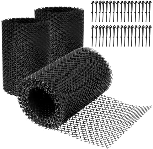 Griglia di protezione per grondaie in plastica resistente, set da 3 Protezione grondaia, antilegno, filtro antilegno Per case, rimessaggi, grondaie, canali (18 cm x 2400cm / 30 clip)