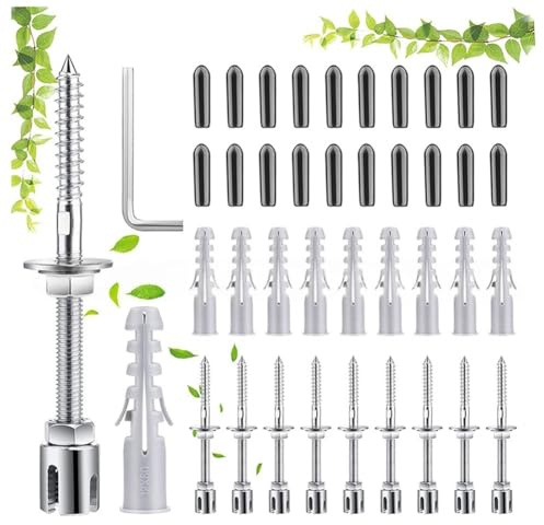 Gettimore Rankhilfe aus Edelstahl für Kletterpflanzen 12m/16m Kit mit Kreuzklemmen Marine Grade T304 Rostfrei UV-beständig DIY Garten Stützsystem 10 + Zubehör