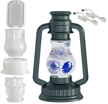 Résine - Silicone à libération facile avec 2 LED | Ensemble de résine pour lampe à kérosène rétro pour lanternes, ornements, projets artistiques de fusion, table d'intérieur, maison, uf