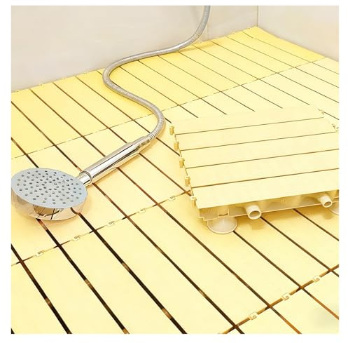 Dalles Sol Emboîtables Facile à Nettoyer Caillebotis Plastique Carreaux Drainage Toilettes Publiques, Espaces Spa(12pieces)