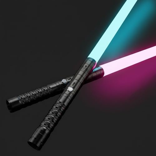 2 Pack RGB Lightsaber, USB Rechargeable, Metal Hilt, 16 Colours | Light Saber for Kids, Teens and Adults with Sound Effects, Connectable Design for Cosplay, Dueling and Role Play