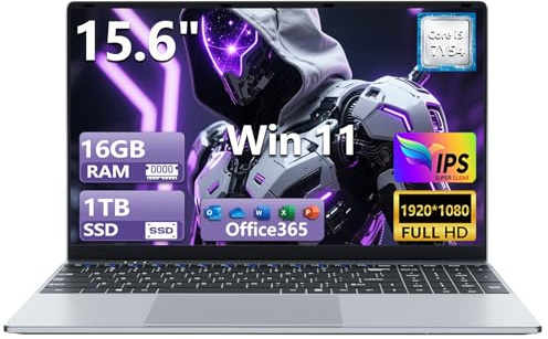 Ordinateur Portable de 15,6 Pouces avec Processeur Core i5 7Y54 (Jusqu'à 3,2 GHz), 16 Go RAM et 1 To SSD, Win 11 Pro PC Portable 1920*1080 IPS FHD Écran, Laptop avec clavier rétroéclairé USB3.0 HDMI