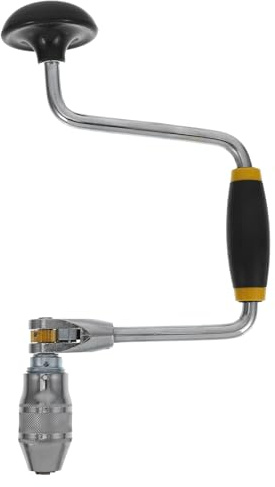 JUMPLAWN Taladro Manual de Acero 12 Pulgadas con Punta de 4 Mordazas, Herramienta Perforadora de Metal Portátil para Carpintería y Manualidades, Taladro Pequeño Multifuncional para Madera