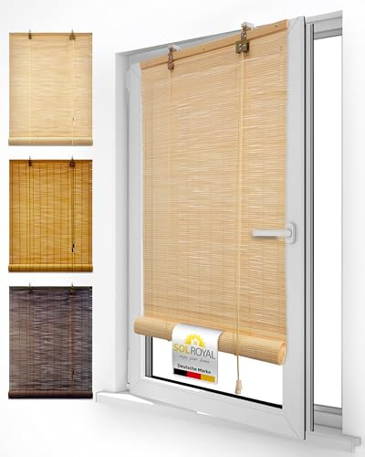 Sol Royal Bambusrollo Ohne Bohren 70 breit – Sichtschutz Rollo mit Klemmfix & Kindersicherung – Raffrollo Bambus Jalousien Innen Natur 70x160 cm – Holzrollo Innen & Außen für Fenster und Türen – B86