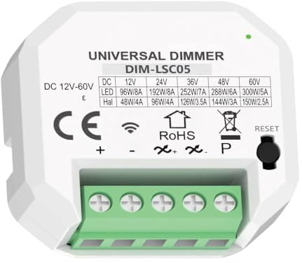 Modulo smart, dimmer WiFi, 12V 24V 48V 60V per corrente continua, portata massima 300W, ideale per la regolazione dell'illuminazione di strisce led, strip led, controllo con APP