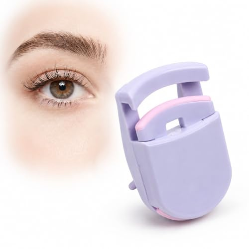 Portable Lilac Eyelash Curler for Women - Compact Lash Curling Makeup Tool with Replaceable Silicone Pad, Ergonomic Easy Grip Design, Gentle Long Lasting Natural Curl for All Eye Shapes (Lilac)