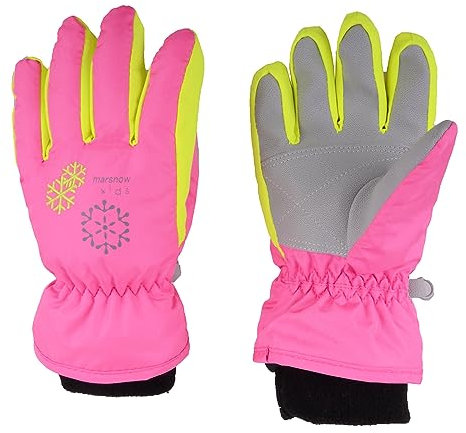 TRIWONDER Kinderhandschuhe, Winddicht und wasserdicht, Fleecefutter, Warme Winterhandschuhe für Skifahren, Snowboard, Outdoor-Sport, Jungen und Mädchen (Rose rot, M (9-12 Jahre))