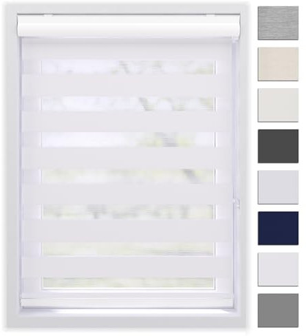 EFIXS Doppelrollo mit Kassette Montage Wand/Decke mit Bohren Breiten: 40-220, Höhe: bis 240 Hier: BxH (160 x 175) cm (Weiss) Premium Duorollo, oder ohne Bohren mit Klemmhalter am PVC-Fenster