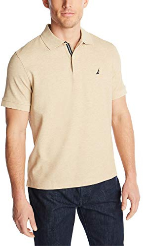 Nautica Men's Classic Short Sleeve Solid Polo Shirt, Coastal Camel Heather, 3X-Large