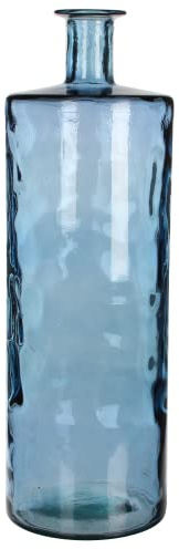 Mica Decorations Guan Vase de Bouteille en Verre recyclé - H75 x Ø25 cm - Bleu