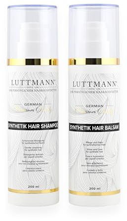 LUTTMANN® Kunsthaar Pflegeset – Perücken Shampoo & Balsam für synthetische Haare – Pflege für Kunsthaarperücken, Haarteile & Zweithaar – 2 x 200 ml