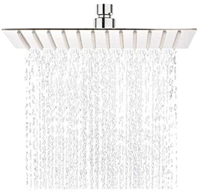 SIMSA-Expert Regendusche Einbauduschköpfe Edelstahl Duschkopf Regenbrause Brausekopf aus Edelstahl mit Anti-Kalk-Düsen poliert Spiegeleffekt hochglänzend (25 cm (quadrat))