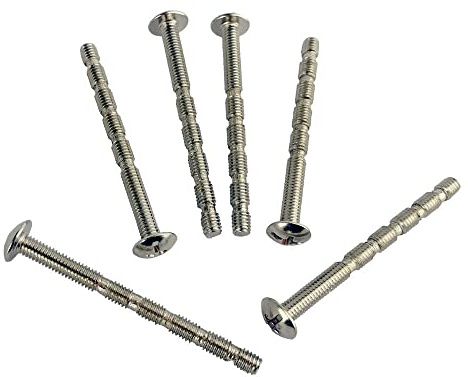 M4X49mm Adjustable Length Screws Snap Off Fixing for Kitchen Cabinet Door Drawer Knobs and Handles Nickel Color 6Pcs