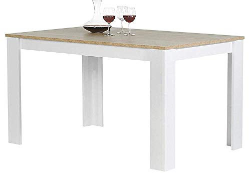 BAKAJI Tavolo Sala da Pranzo Cucina Forma Rettangolare Design Moderno in Legno MDF Finitura in Melammina Dimensione 120 x 80 x 74 cm Arredamento Casa (Bianco e cero)