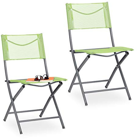 Relaxdays Gartenstuhl 2er Set, Klappstuhl für Garten, Balkon, Terrasse, Metall Campingstuhl bis 120 kg, wetterfest, grün