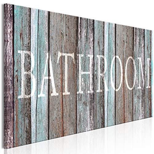 decomonkey Akustikbild Bathroom 135x45 cm 1 Teilig Leinwand Modern Bilder Wandbilder XXL Schallschlucker Schallschutz Akustikdämmung Wandbild Deko Leise Haus Holz Badezimmer Spruch