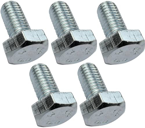 AERZETIX - Lot de 5 Boulons M10x200mm - Tête Hexagonale - Acier Zingué - DIN 933 - Argent - Bricolage Quincaillerie